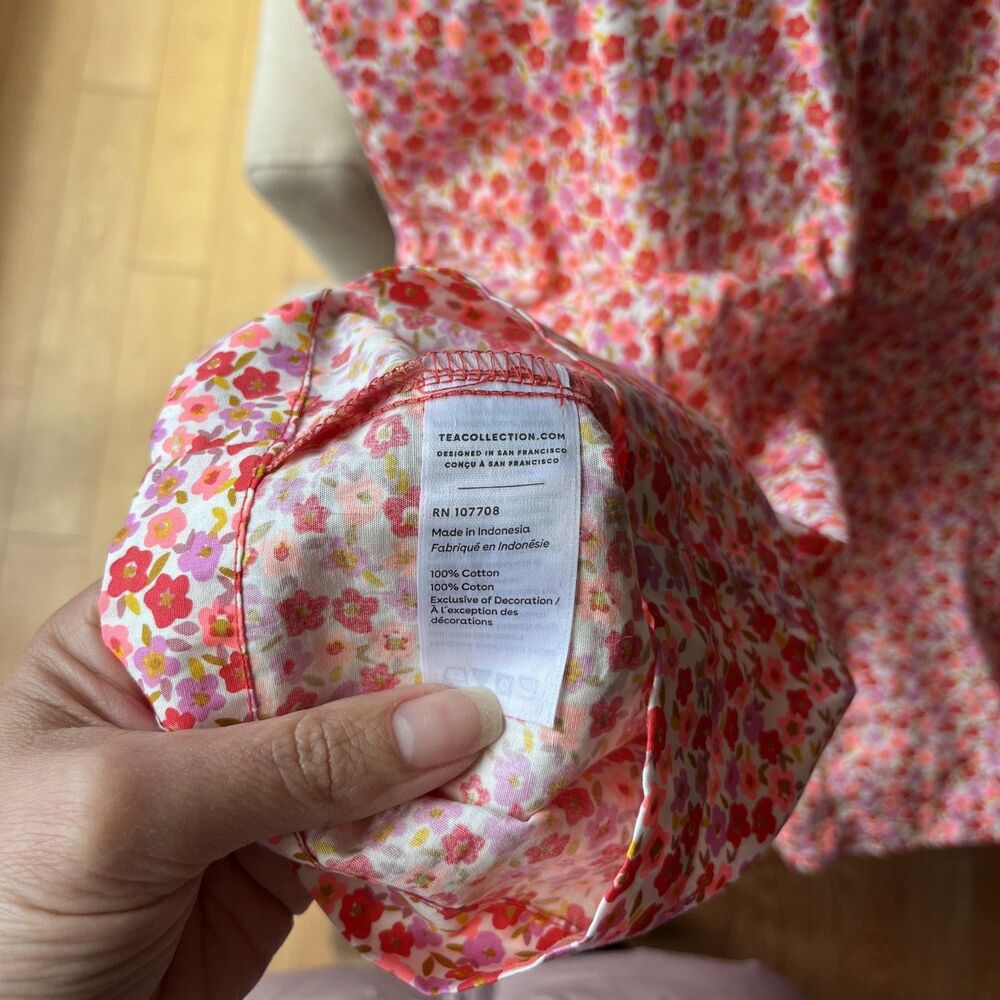 Tea Collection Girls Size 5 Plaid Jumpsuit Romper Pink White Ruffle Tie Waist - Picture 6 of 7